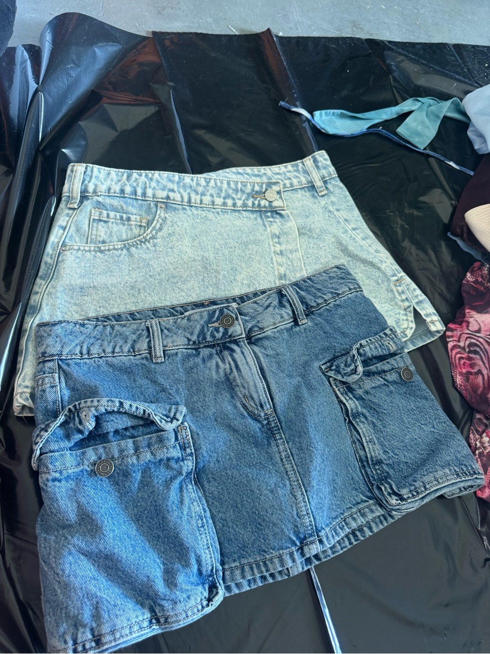 Double Denim Mini Skirt Set - Light & Dark Blue